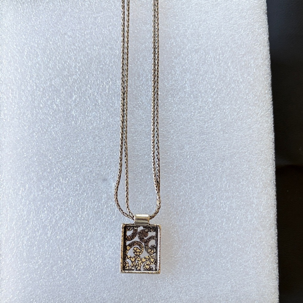 Brighton Silver Tone Scroll Rectangle Pendant Nec… - image 2